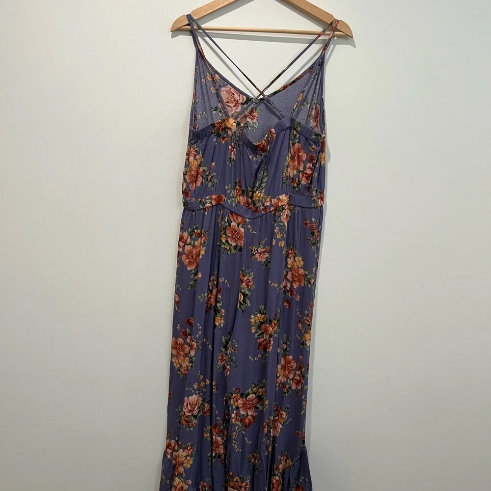 American Eagle Purple Floral Strappy Back Jumpsuit (NWT - minor damage) - Picture 5 of 7